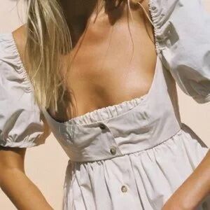 Ciao Lucia Babydoll Diana White Puff Sleeve Mini Dress